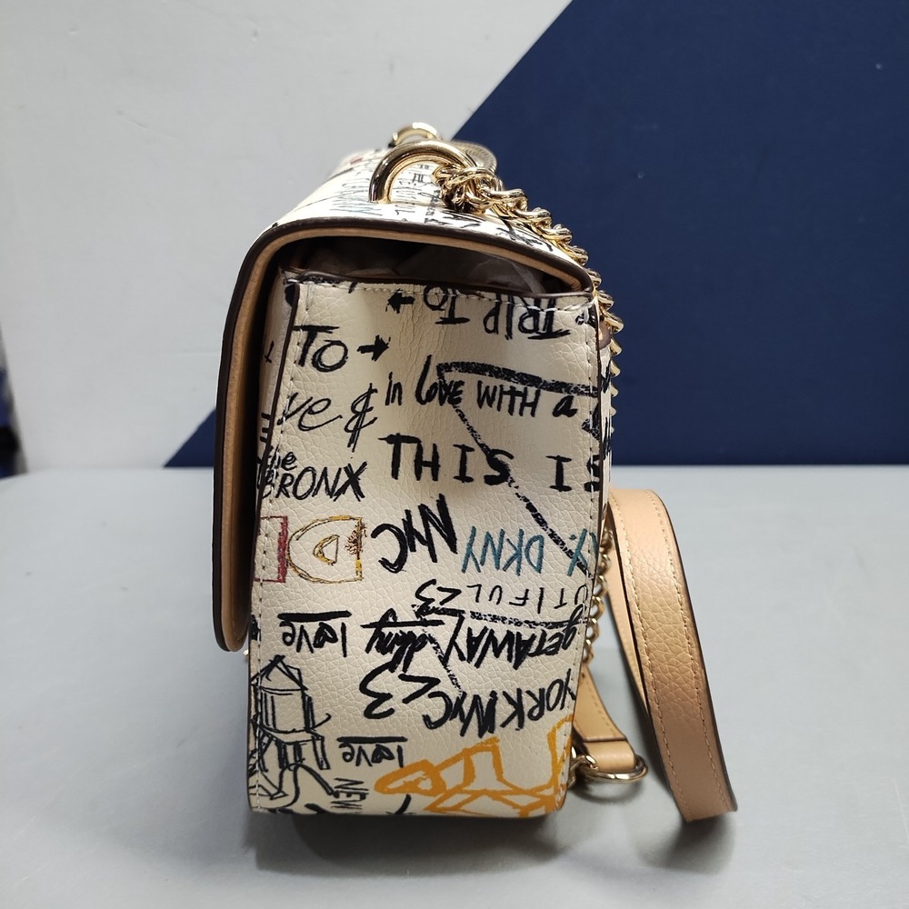 DKNY Cleo Shoulder Bag Womens O/S Multi Chain Link Strap Magnetic Flap Closure - Picture 4 of 13